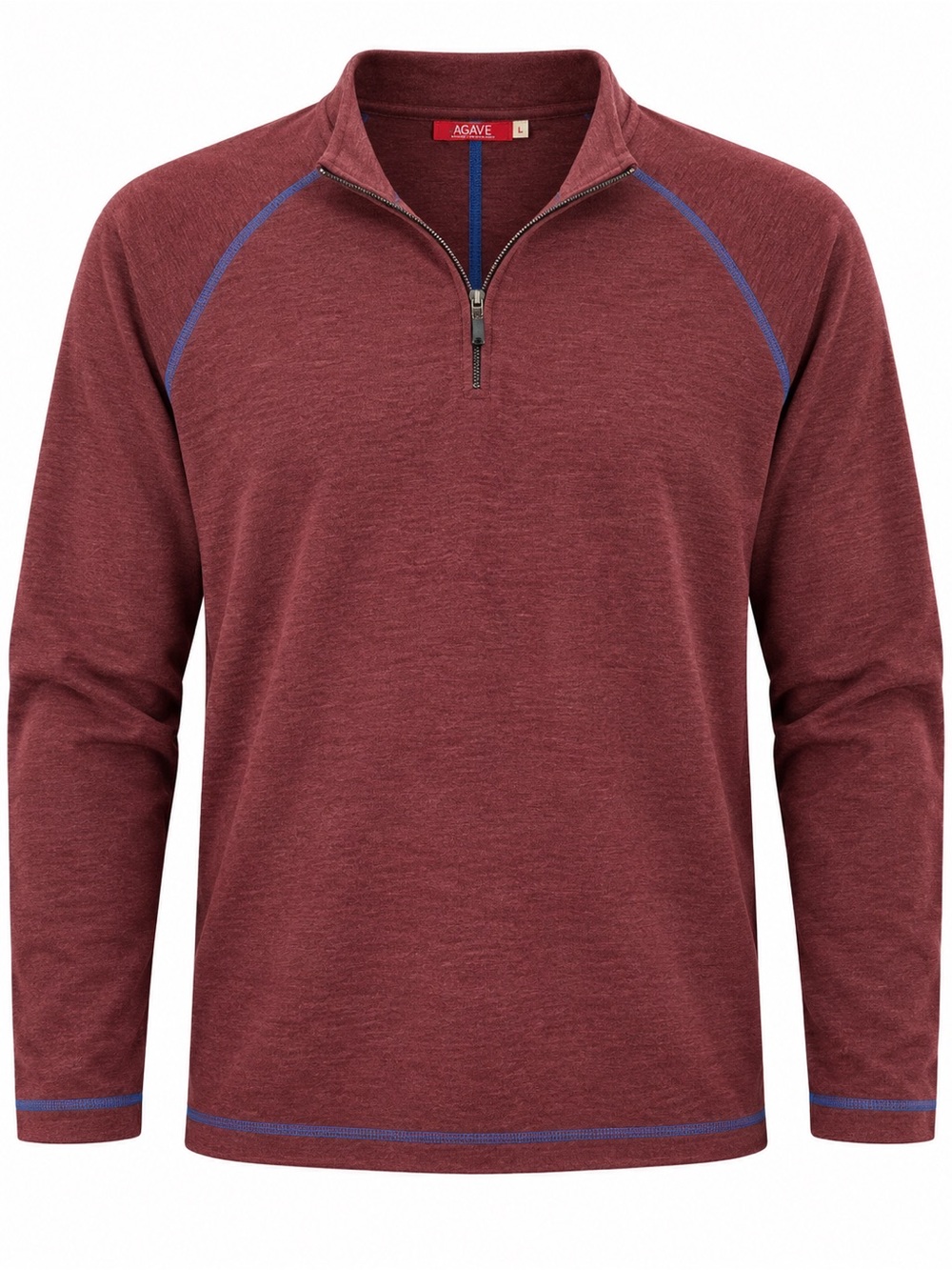 Agave Maroon Quarter Zip Cotton Blend Pullover Sweater Size Large